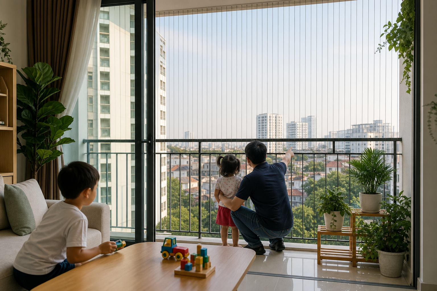 Ban công căn hộ an toàn hơn cho gia đình có trẻ nhỏ hoặc thú cưng